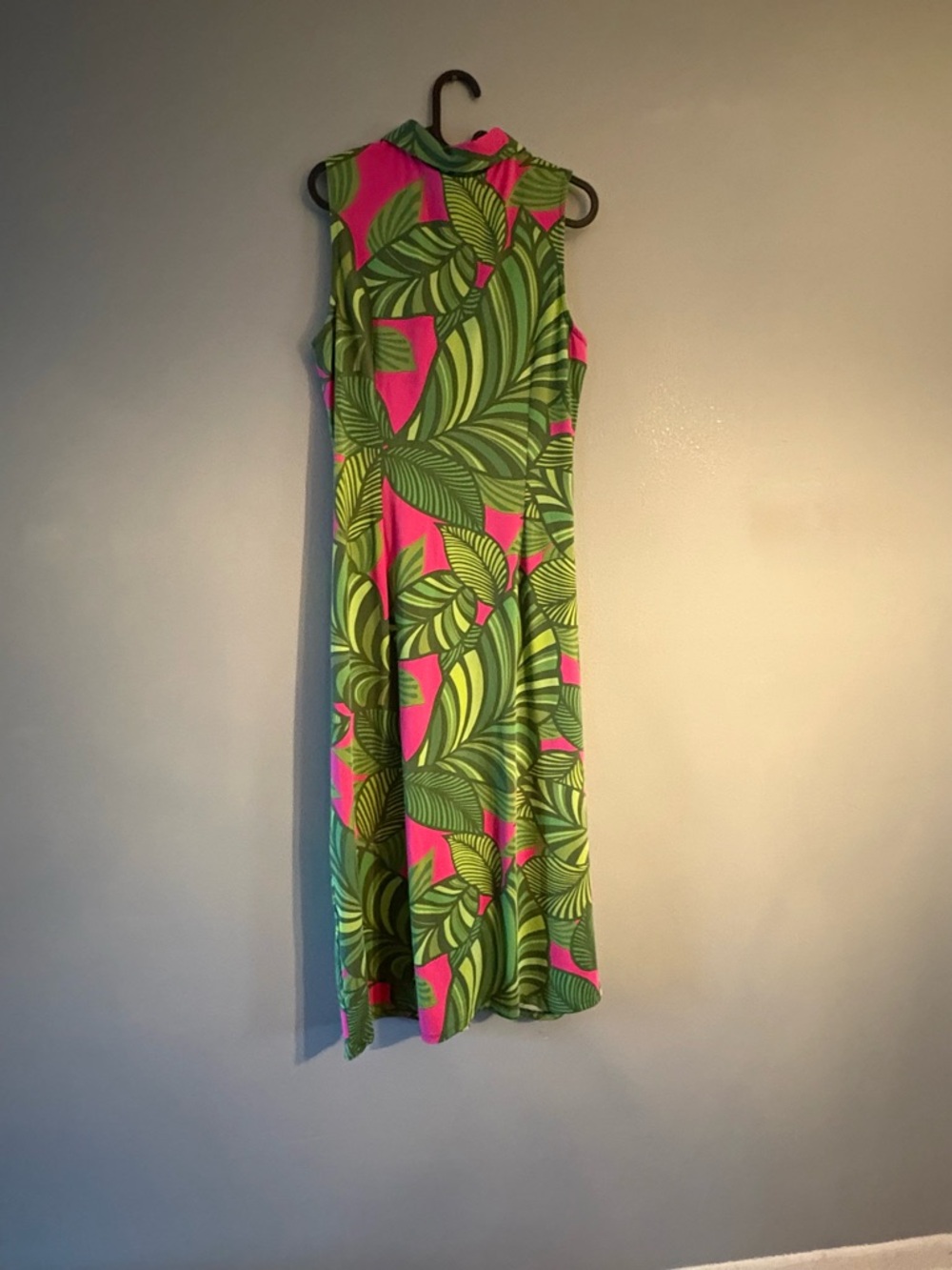 NWT Flora Bea Sleeveless Adrianne Maxi Dress Green & Pink Tropical Print - Picture 2 of 6